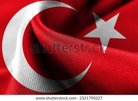 Waving Turkish Flag - Flag of Turkey - Flag of Türkiye Royalty-Free Stock Photo #2321790227