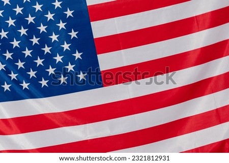 Closeup of rippled American flag. Usa flag background