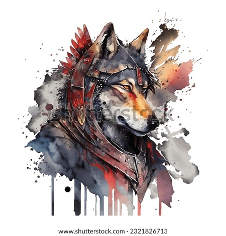 Samurai Wolf Portrait Traditional Japanese | Transparent 300dpi digital tshirt POD, EPS, vector, clipart, book cover, wallart, ready to print, Print-on-Demand, colorful, no background, beauty