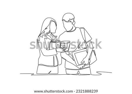 Continuous one line drawing off to university concept. Single line draw design vector graphic illustration.