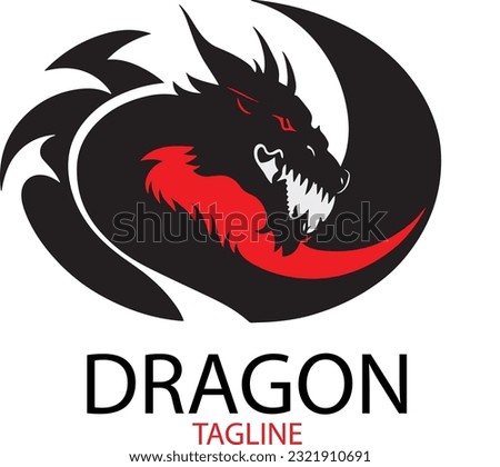 dragon logo vector design, with white background and black red combination vector design