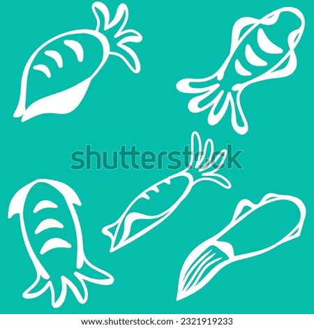 Beautiful hand drawn seafood elements with outline collection and modern line style design.Great for gift-wrap, poster card and with have High quality clipping mask.