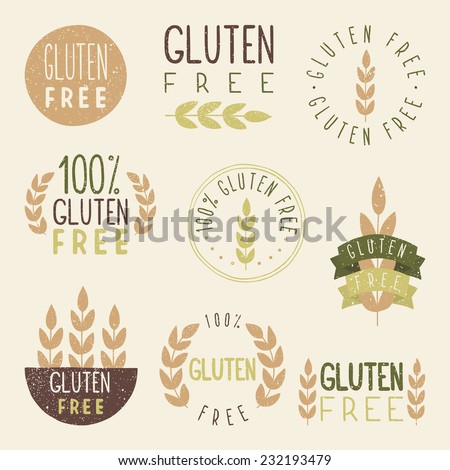 Gluten free labels. Vector EPS 10 hand drawn signs.