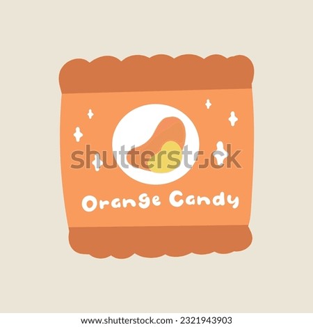 Orange flavored candy snacks packaged in orange food plastic. Cute and unique packaging. Children's favorite food