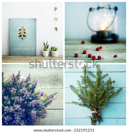 four christmas style pictures - greeting cards