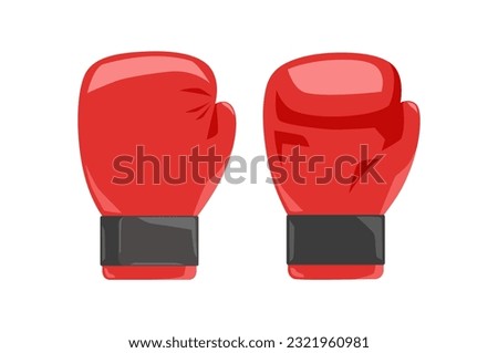 Red boxing glove vector illustration, front and back. Isolated on white background. Sport equipment