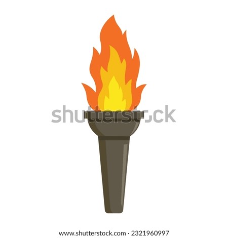 Vector illustration of torch, icon design, isolated on white background, torch fire, flame, competition equipment