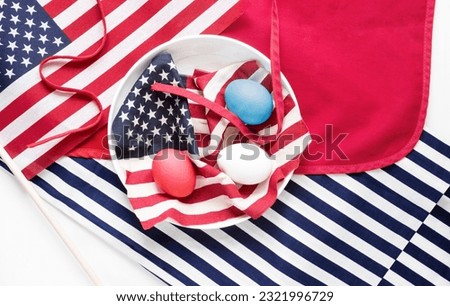Patriotic Eggs on Red, White and Blue Background
