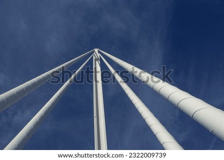 Cable structure on the background of sky, part of the beautiful white bridge