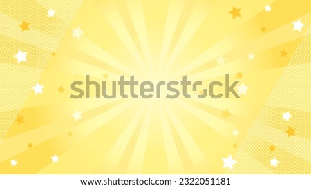 Background with yellow gradient and concentrated lines interspersed with stars.　Ratio 16:9 Royalty-Free Stock Photo #2322051181