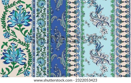 patchwork floral pattern with paisley and indian flower motifs. border style pattern for textil and decoration Royalty-Free Stock Photo #2322053423