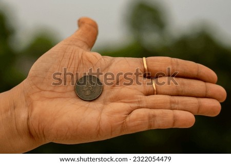 Vintage copper Soviet coin in hand