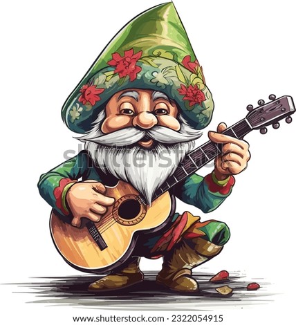 A cinco de mayo gnome playing guitar and wearing somb