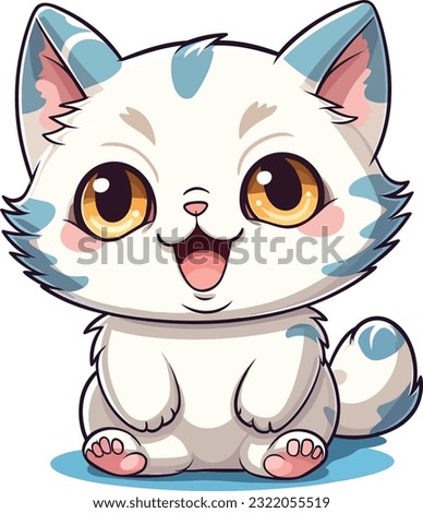 Cute Happy Cat In Clip Art Style, Tshirt