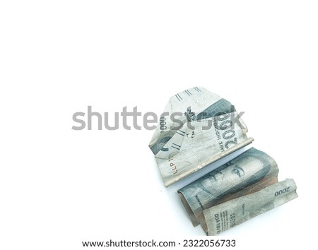 Two thousand rupiah banknote isolated on white background. Flat lay. Copy space.