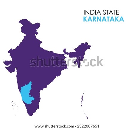 Karnataka vector map on white background. Karnataka map of an Indian state. Karnataka map vector illustration. 