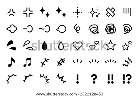 Vector icon set of cartoonish symbols