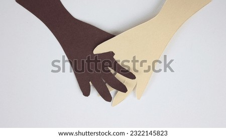 African american love couple hold hands together. Valentine day postcard close up. Stop motion paper animation. 14 february art card. Show love gesture. Racial unity concept. Black antiracism sign.