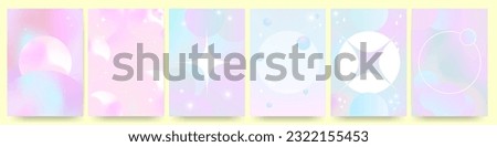 Set of Holographic blue pastel background templates. Liquid gradient concept. Abstract pastel gradients. Modern and trendy concept. Bright palette. Vector. EPS 10. Royalty-Free Stock Photo #2322155453