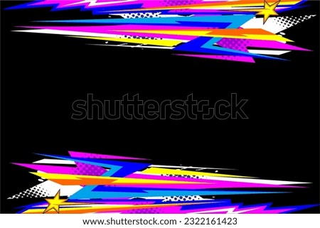 Abstract racing background vector design with a unique line pattern and a mix of bright colors, such as pink, blue and others, on a black background, god for your car