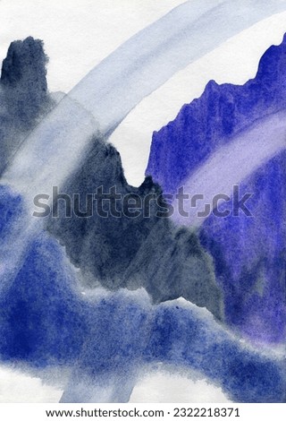 Watercolor blue abstract background made by hand