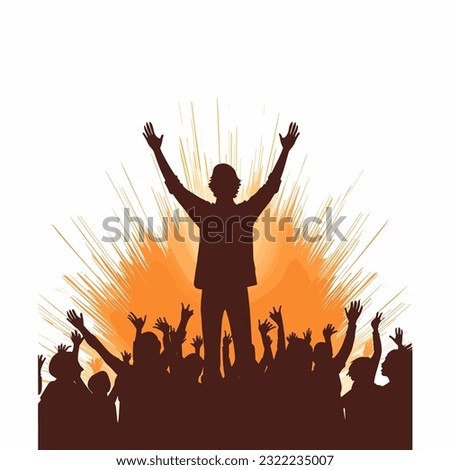 Christian worship young people silhouette lifting vector illustration religion illustration