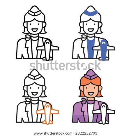 Stewardess avatar icon design in four variation color Royalty-Free Stock Photo #2322252793