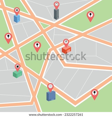 City Map With Map Pin Icon Vector Design.