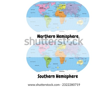 Northern and Southern Hemisphere science for education Royalty-Free Stock Photo #2322280719