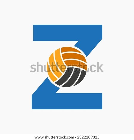 Letter Z Volleyball Logo Concept. Volleyball Sports Logotype Template