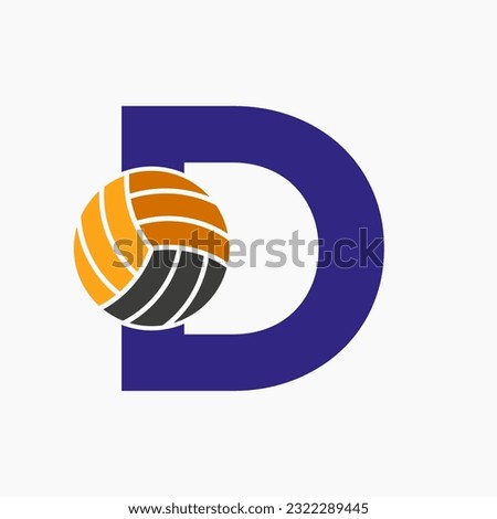 Letter D Volleyball Logo Concept. Volleyball Sports Logotype Template