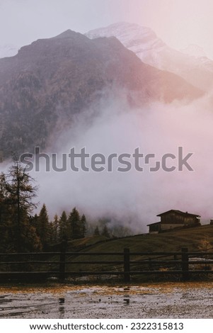Mist over the Niederhof Inn in Italy