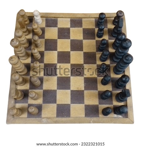 Tidy chess pieces are on a chessboard. They are black and yellow. Chess is one of the oldest games in the world. It's also one of the most popular games in the world. It's called the game of kings. Royalty-Free Stock Photo #2322321015