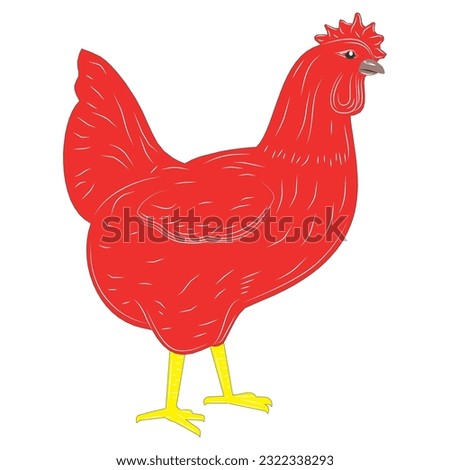 
hen isolated on white background. Hen vector Rooster chicken clipart
