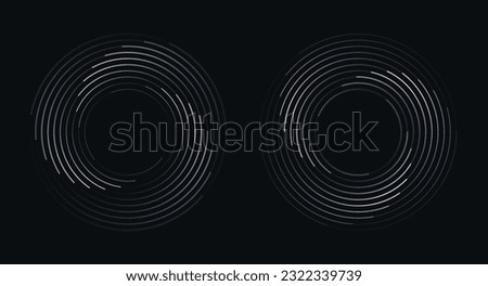 Spiral circular rhythm sound wave on dark background. Royalty-Free Stock Photo #2322339739