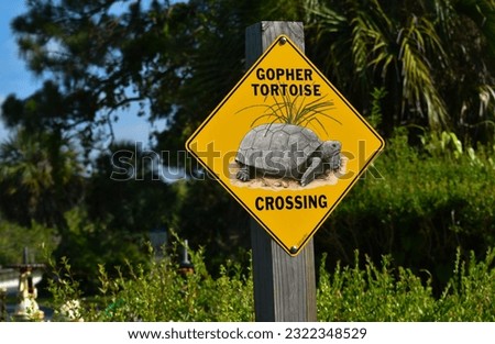 Gopher Tortoise Crossing diamond shaped sign