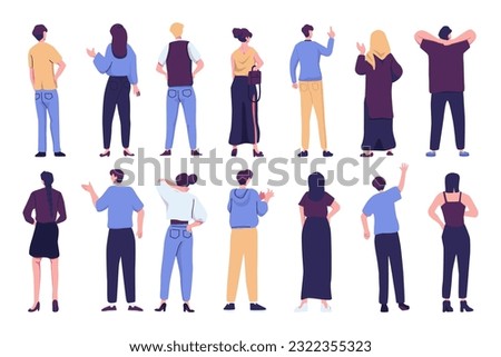 people from back side vector flat style illustration design Royalty-Free Stock Photo #2322355323