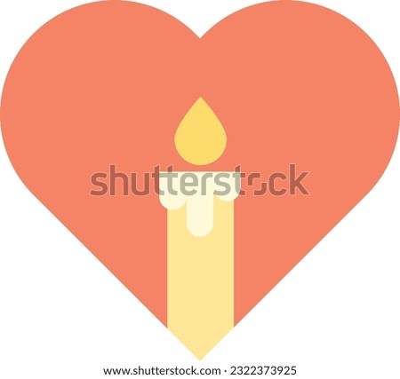 Vector illustration of a heart with a candle. Love spell. Anniversary celebration. Burning candle and heart. Love and feelings.