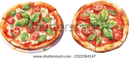 Pizza clipart, isolated vector illustration.
