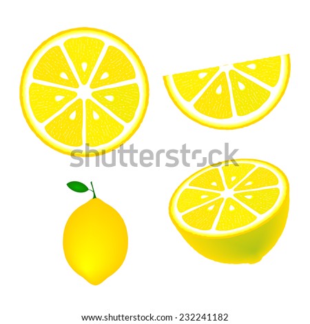 Collection of lemons, isolated on white background, vector illustration. Royalty-Free Stock Photo #232241182