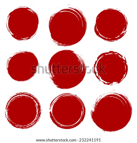 Grunge shapes, set, red isolated on white background, vector illustration. Royalty-Free Stock Photo #232241191