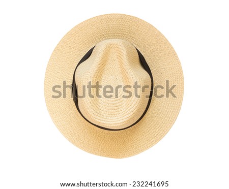 Top view panama hat isolated on white background Royalty-Free Stock Photo #232241695