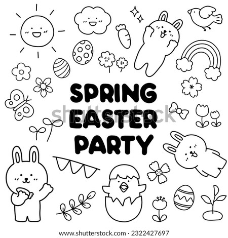 Spring Easter Party Clipart is various eps vector Clip Art files. Cute easter elements for decoration pages, your kids, children and students will have fun with this.