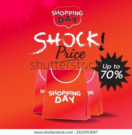 Shock Price Up to70% Off, Banner Ads vector, Magazine, poster, Shopping day, Sale online.