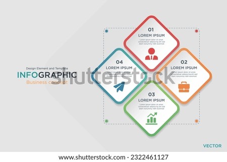 infographic business concept. Rectangular Text Box 4 Step Design Element and Template on Background Gray Light Mode. In Vector