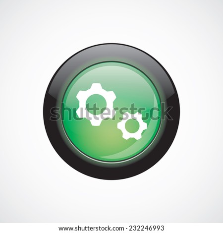 Settings sign icon green shiny button. ui website button 