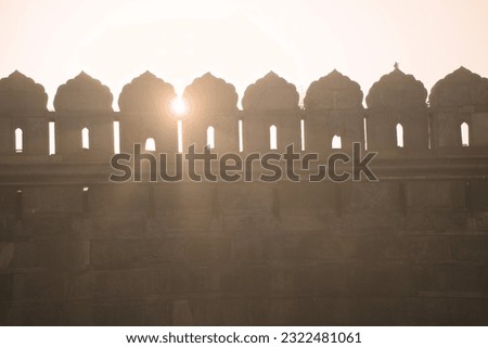 wall of Red Fort, New Delhi, India. Red Fort is a historic fort UNESCO world Heritage Site at Delhi.
