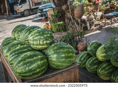 Watermelons for sale on a street in Tbilisi, Georgia