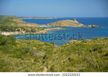 Cala Tamarells.Parc natural de s' Albufera des Grau. Menorca. Biosphere Reserve. Balearic Islands. Spain. Royalty-Free Stock Photo #2322520315