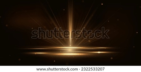 Abstract glowing gold vertical lighting lines on dark  background with lighting effect and sparkle with copy space for text. Luxury design style. Vector illustration Royalty-Free Stock Photo #2322533207